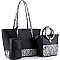 3 in 1 Snake Print Accent Tote Value SET