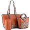 3 in 1 Snake Print Accent Tote Value SET