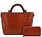 2 IN 1 CROC TEXTURED TOTE WITH WALLET