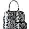 TWO WAY SNAKE PRINT DOME SATCHEL WALLET SET