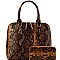 TWO WAY SNAKE PRINT DOME SATCHEL WALLET SET