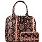 TWO WAY SNAKE PRINT DOME SATCHEL WALLET SET