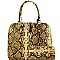 TWO WAY SNAKE PRINT DOME SATCHEL WALLET SET