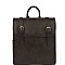 PLAIN DOUBLE BUCKLE BELT STRAP CONVERTIBLE BACKPACK