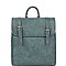 PLAIN DOUBLE BUCKLE BELT STRAP CONVERTIBLE BACKPACK