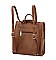 PLAIN DOUBLE BUCKLE BELT STRAP CONVERTIBLE BACKPACK