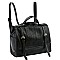 Convertible Buckle Accent Perforated Backpack Satchel