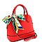 2-Way Medium Scarf Accent Classy Dome Satchel