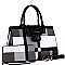 Plaid Checker Buckle Accent Print Satchel Wallet SET