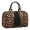 Leopard Chevron Quilted & Tassel Zipper Boston Bag