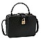 Ostrich Croc Twist Lock Boxy Crossbody Bag Satchel