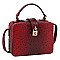 Ostrich Croc Twist Lock Boxy Crossbody Bag Satchel