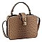 Ostrich Croc Twist Lock Boxy Crossbody Bag Satchel