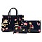 Glossy Flower Printed 3-in-1 Satchel