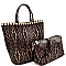 2 IN 1 PEARL ACCENT LEOPARD PRINT TOTE SET