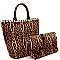 2 IN 1 PEARL ACCENT LEOPARD PRINT TOTE SET