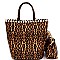 2 IN 1 PEARL ACCENT LEOPARD PRINT TOTE SET