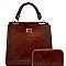 TWO COMPARTMENT CROCODILE PRINT SATCHEL SET