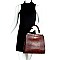 TWO COMPARTMENT CROCODILE PRINT SATCHEL SET