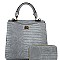 TWO COMPARTMENT CROCODILE PRINT SATCHEL SET