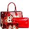 3 in 1 Antique Pattern Patent Satchel Wallet SET