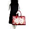 3 in 1 Antique Pattern Patent Satchel Wallet SET