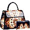 Flip-Lock Antique Pattern Patent Satchel Wallet SET