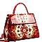 Flip-Lock Antique Pattern Patent Satchel Wallet SET
