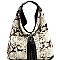 Snake Print Tassel Accent Faux-Fur Single Strap Hobo