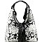 Snake Print Tassel Accent Faux-Fur Single Strap Hobo