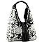 Snake Print Tassel Accent Faux-Fur Single Strap Hobo