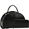 2-Way Lizard Print Half-Moon Shaped Satchel Wallet SET