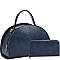 2-Way Lizard Print Half-Moon Shaped Satchel Wallet SET