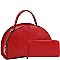 2-Way Lizard Print Half-Moon Shaped Satchel Wallet SET