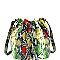 Medium Snake Print Drawstring Shoulder Bag