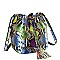 Medium Snake Print Drawstring Shoulder Bag