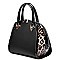 Patent Leopard Trim 2-Way Satchel Wallet Set