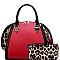 Patent Leopard Trim 2-Way Satchel Wallet Set