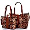 2 IN 1 TRENDY LEOPARD TWO TONE SATCHEL SET