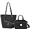 3 IN 1 FASHION ROUNDED DESIGN TOTE BAG WITH MINI BAG AND CLUTCH SET