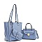3 IN 1 FASHION ROUNDED DESIGN TOTE BAG WITH MINI BAG AND CLUTCH SET