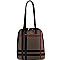 Convertible Plaid Checker Print Linen Backpack Wallet SET