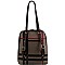 Convertible Plaid Checker Print Linen Backpack Wallet SET