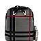 Convertible Plaid Checker Print Linen Backpack Wallet SET