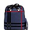 Convertible Plaid Checker Print Linen Backpack Wallet SET