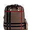 Convertible Plaid Checker Print Linen Backpack Wallet SET