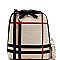 Convertible Plaid Checker Print Linen Backpack Wallet SET