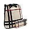 Convertible Plaid Checker Print Linen Backpack Wallet SET