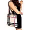 Convertible Plaid Checker Print Linen Backpack Wallet SET