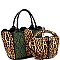 2 in 1 Leopard Snake Print Patchwork Satchel